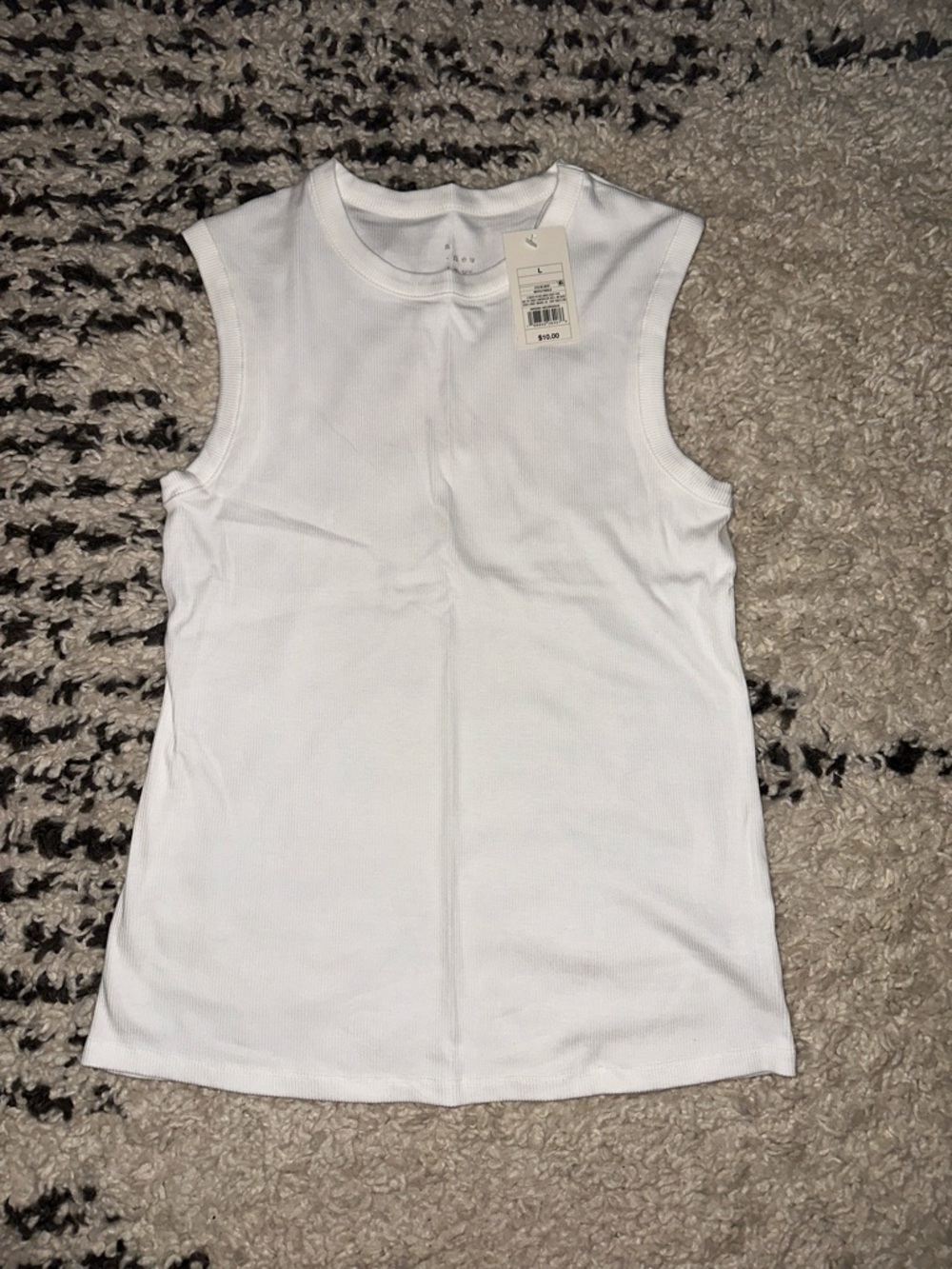 all in motion White Ribbed Crewneck Tank Top